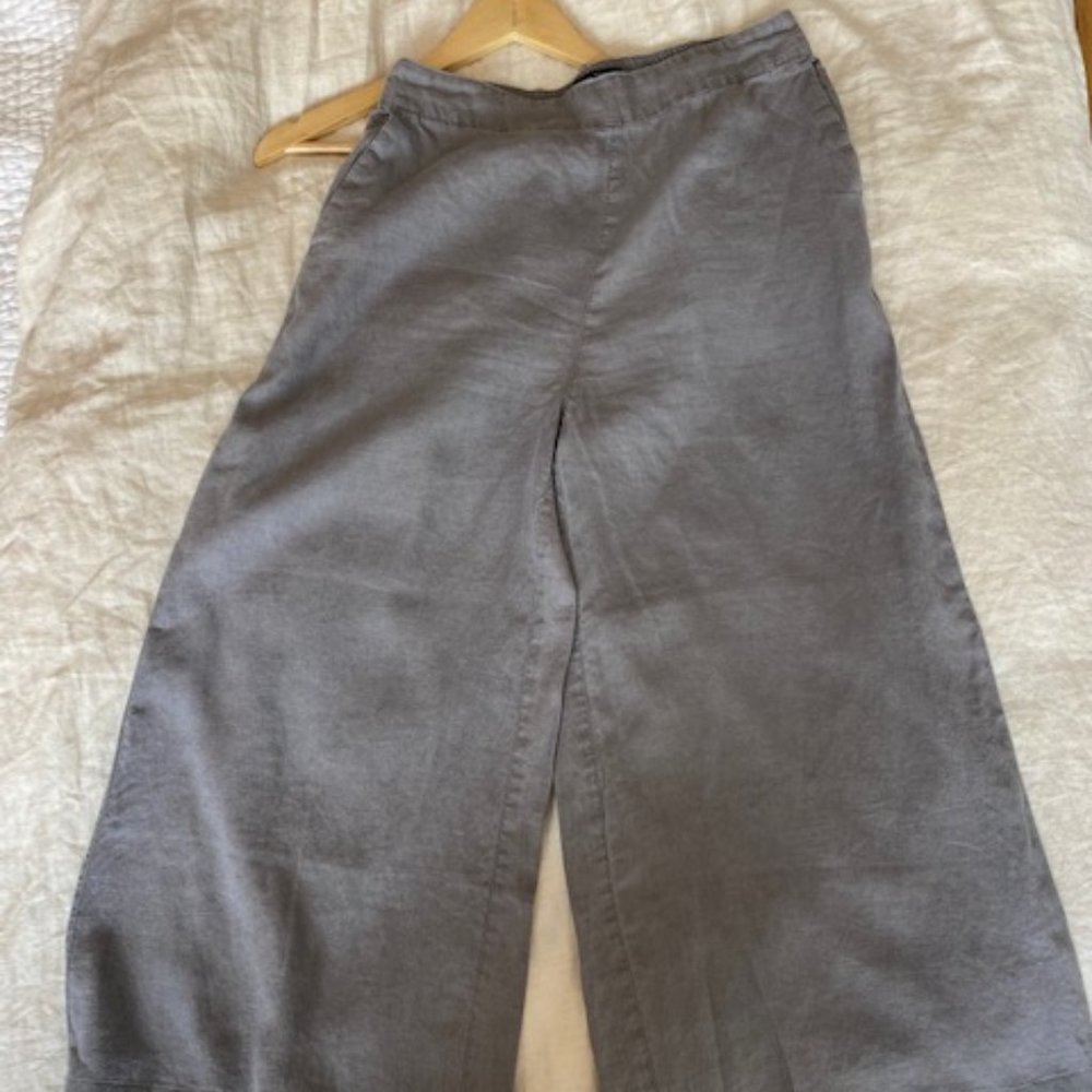 Nicole Miller Wide Leg Linen Capris Pants